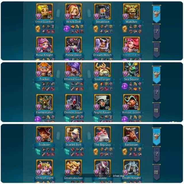 8 mythic champs 1 Lv12, 1 Lv11, 1 Lv10 · 4 / 7