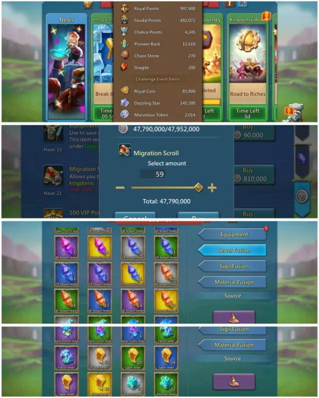 733-704-716% Base stats / 3x11k Heroes Gold · 1 / 8