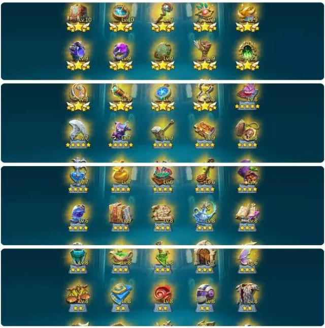8 mythic champs 1 Lv12, 1 Lv11, 1 Lv10 · 1 / 7