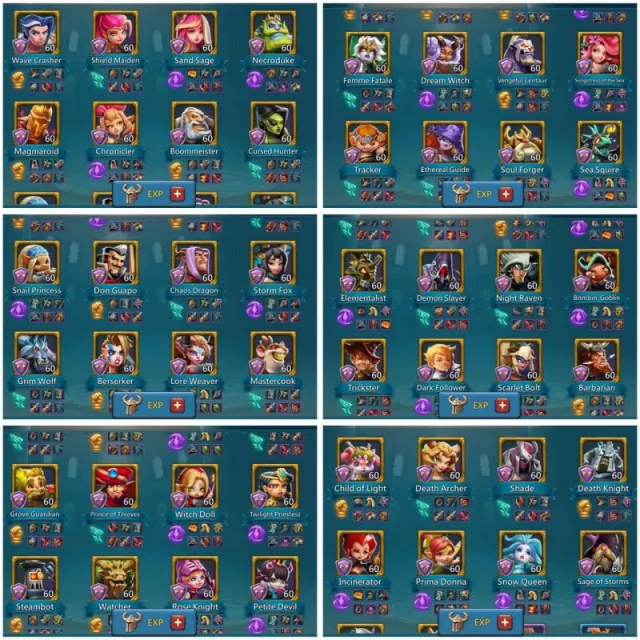 1 Lv.13, 4 Lv.12 Champs, B Stats 546%, 480%, 525% · 6 / 6