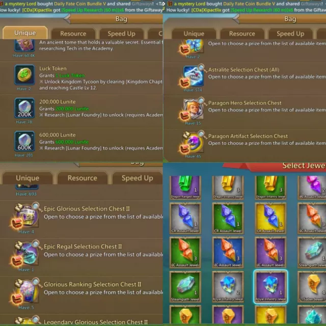 4 temper LVL 12 /1295-1240-1245% stats · 4 / 8