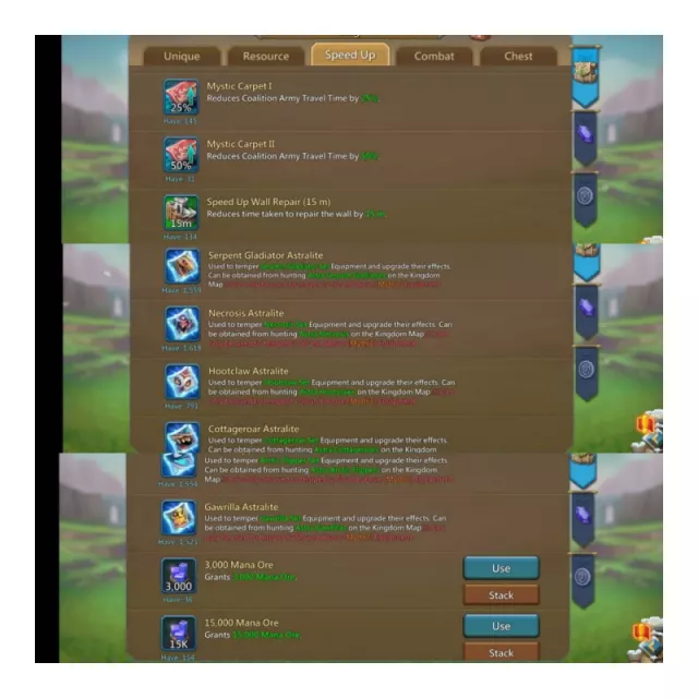 7 mythic champ  /  1214/1110/1115 max stats · 2 / 6