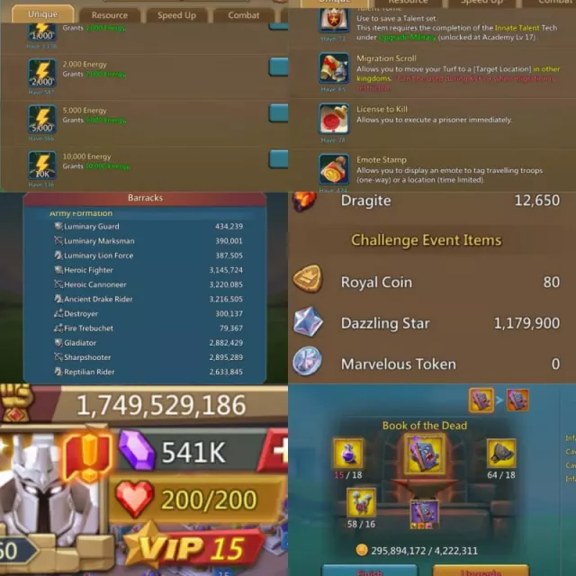 0 quest might /  10+1 mystic champs, 6 cups · 4 / 6