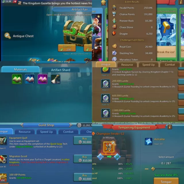 10 champ 3 lvl 12 &amp; 2 lvl 11 / 1505/1450/1450 max stats · 4 / 9