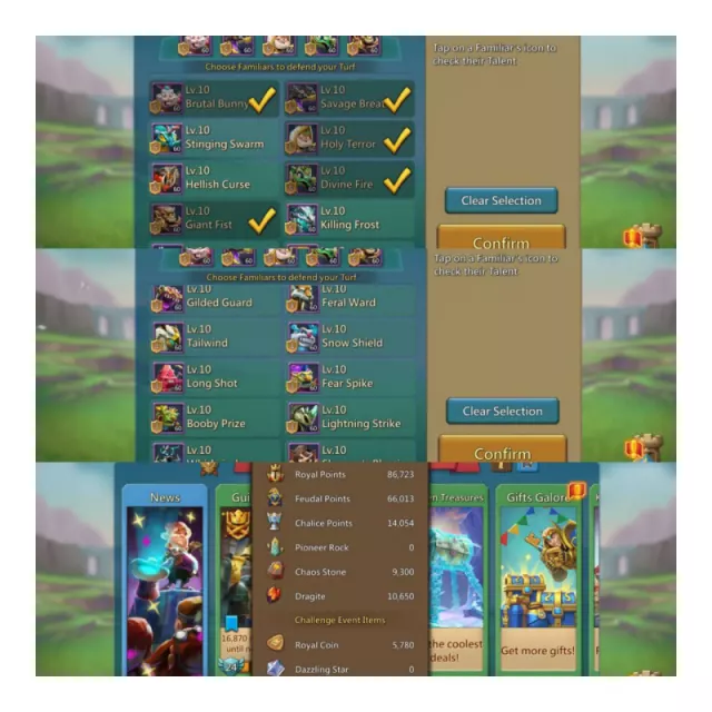 4 mythic champ  / 1070/1001/1036 max stats · 2 / 5
