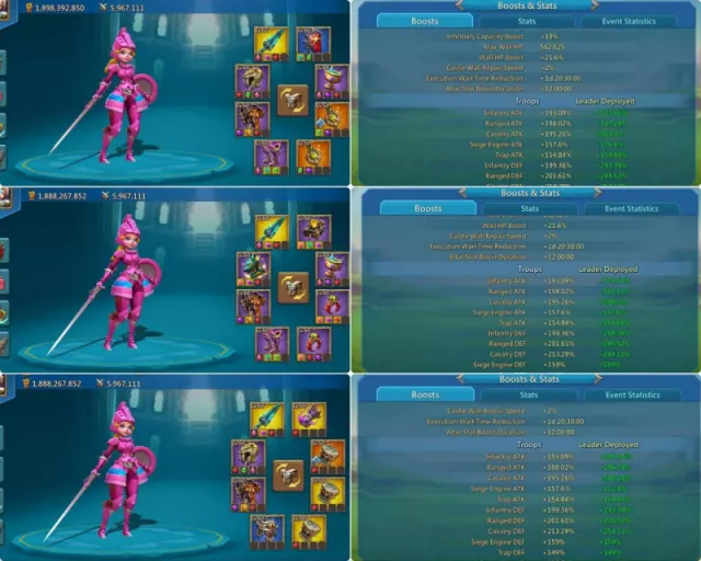 1.9b T5  / 4m gems / 25m+ t4 · 7 / 9