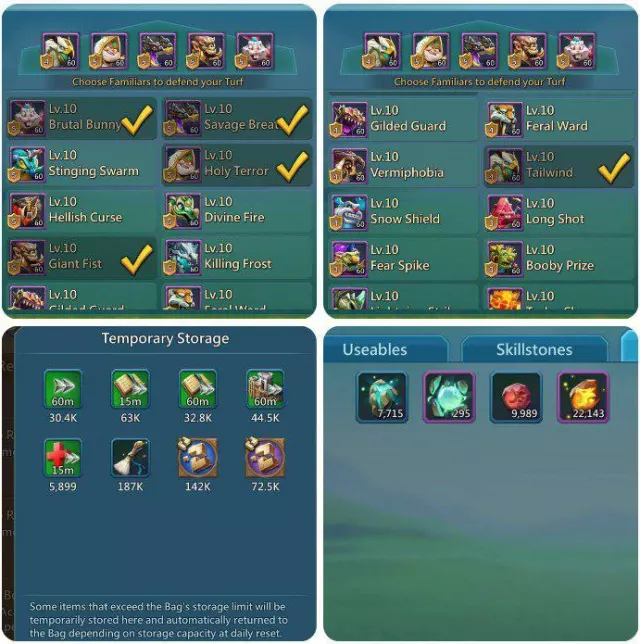 15 Champ mythic / 5x Lv15, 3x Lv12 · 4 / 9