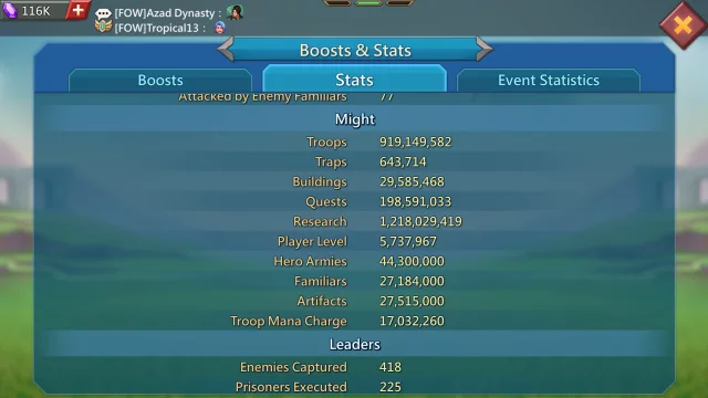 2.47B T5 | 1.2B Research | 31.9M Troops | VIP15 · 2 / 8